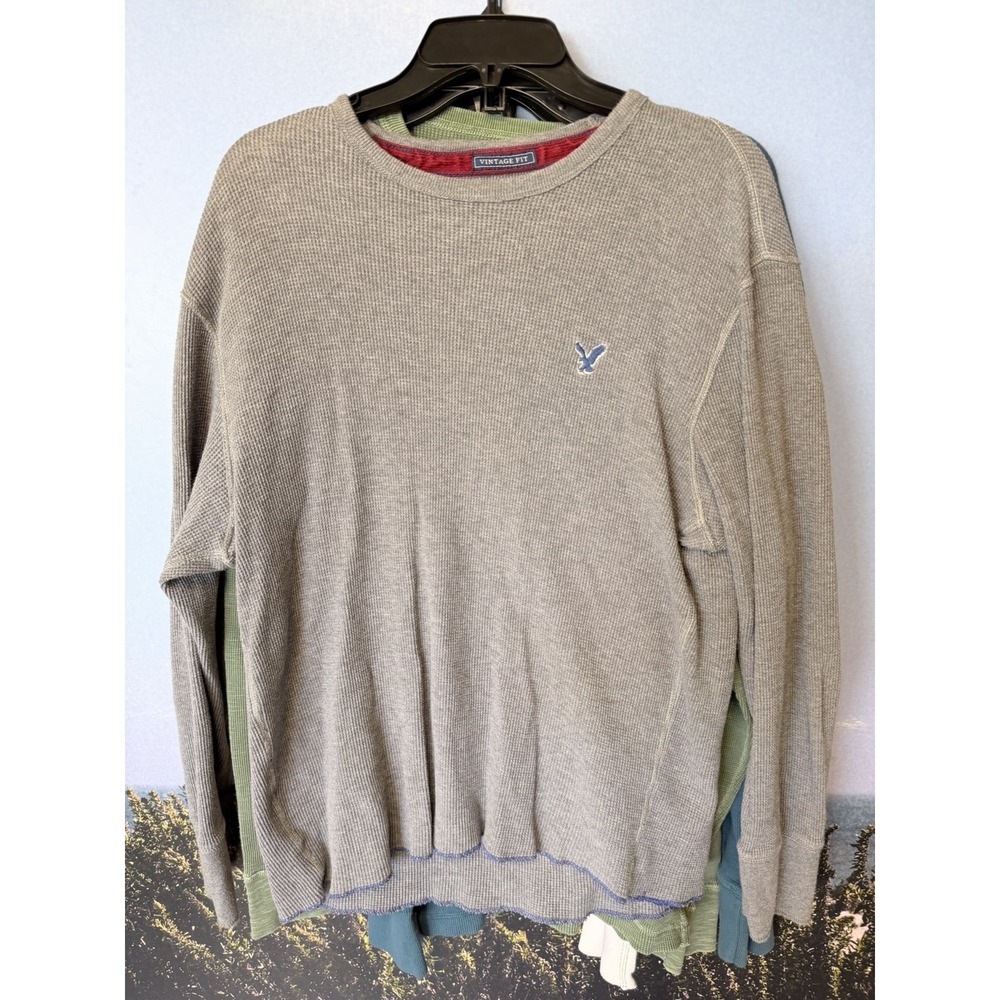 Lot Of 4 American Eagle Shirt XL Y2K Waffle Knit Thermal Camouflage Vintage Fit - Picture 2 of 9